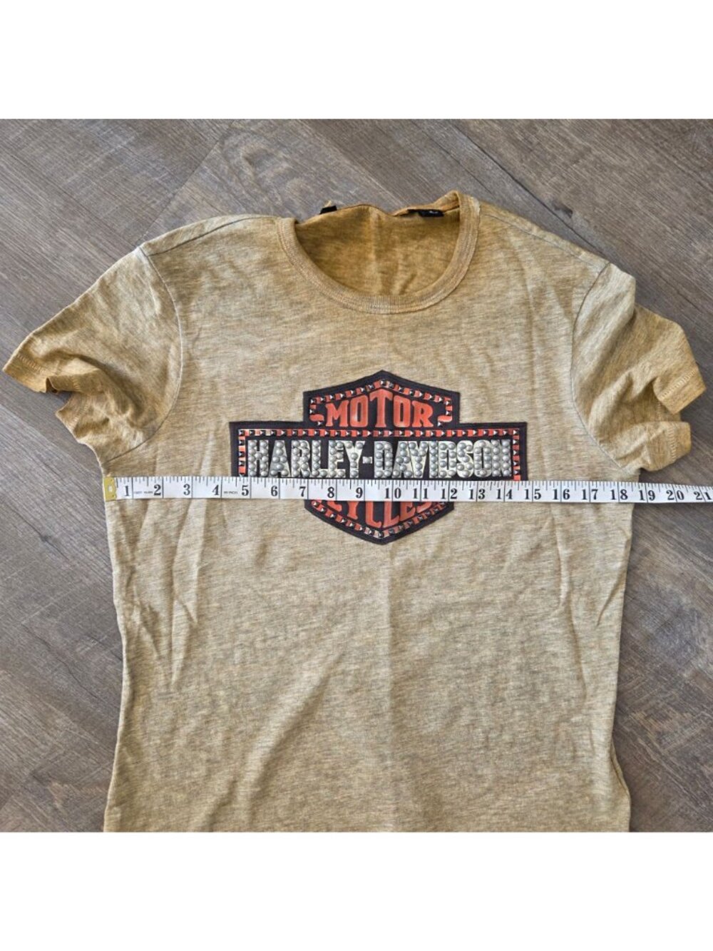 Harley-Davidson Womens M Brown Ombre Studded Logo T-Shirt Cotton Blend - Picture 9 of 10